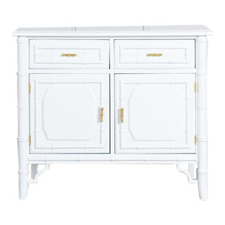 1970s Vintage Dixie Aloha Faux Bamboo Server Lacquered White Dove For Sale