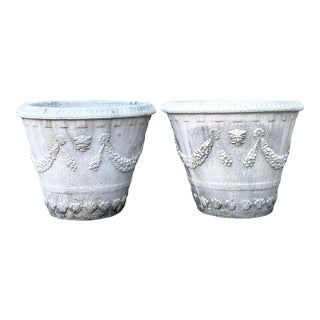 Vintage Monumental Cast Concrete Planters For Sale
