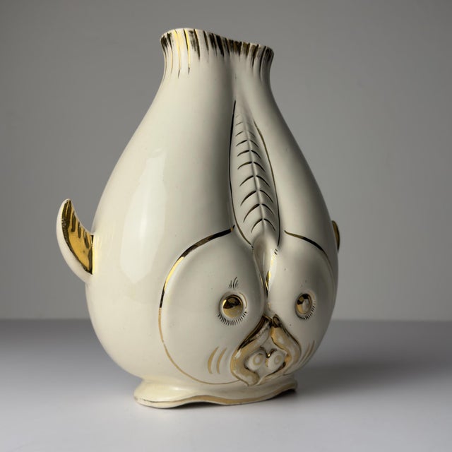 Mid-Century Modern Vintage Ceramic Fish-Shaped Vase, Italy, 1950s For Sale - Image 3 of 18