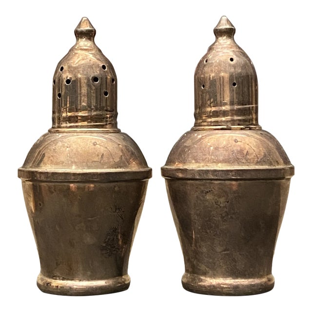 Traditional Sterling Silver Salt & Pepper Shakers, a Pair For Sale