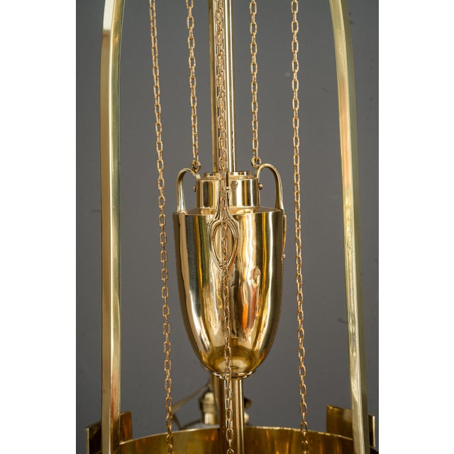 Art Deco Adjustable Chandelier with Opal Glass Shades, Vienna, 1920s For Sale - Image 6 of 18