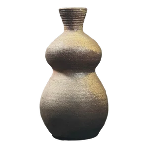 Vintage Japanese Style Modernist Double Gourd Anagama Fired Studio Vase, Signed