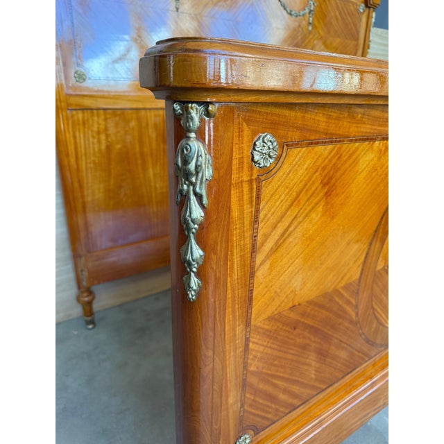 French 1920s French Neoclassical Burl Maple Full Size Bed Frame For Sale - Image 3 of 18