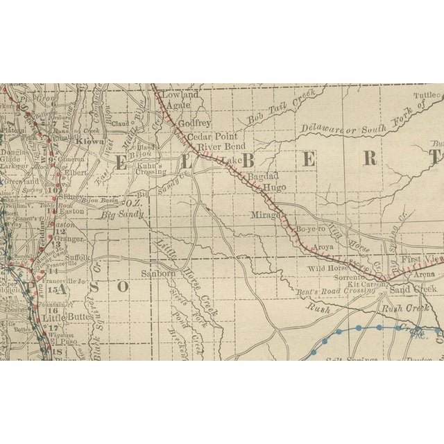 Colorado Map of The Centennial States Railroads with Mines and Counties, 1888 For Sale - Image 4 of 12