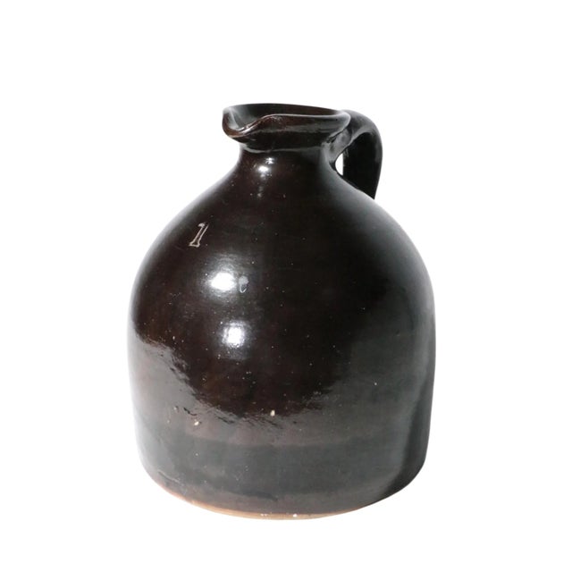 Late 19th Century Antique Albany Brown Slip Ware Whiskey Jug Crock For Sale - Image 5 of 13