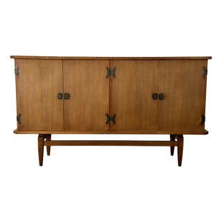 Danish Modern Sideboard in Oak and Brass by Henning Kjærnulf, 1960s For Sale