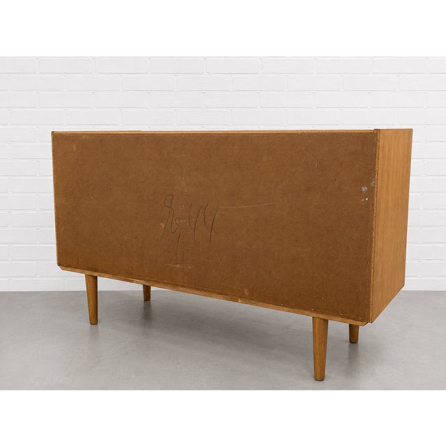Mid Century Modern Oak Sliding Door Credenza – Danish Modern Storage Cabinet, C. 1960’s For Sale - Image 12 of 12
