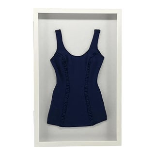 Blue Vintage Swimsuit Framed Coastal Wall Decor For Sale