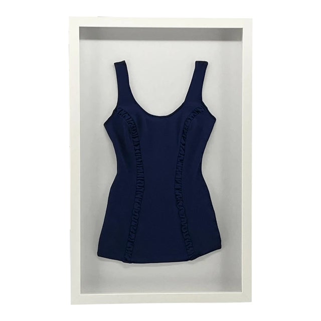 Blue Vintage Swimsuit Framed Coastal Wall Decor For Sale