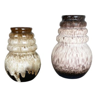 Fat Lava Pottery Vases from Scheurich, 1970s, Set of 2 For Sale