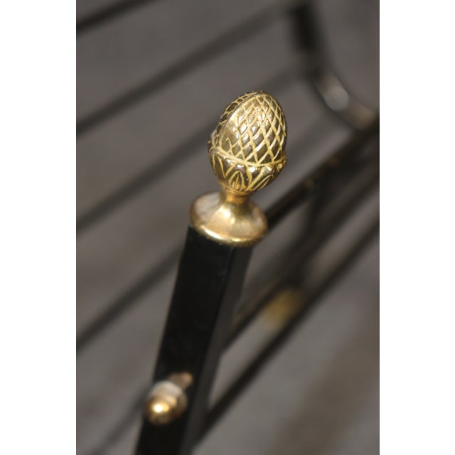 Black Maison Jansen Attributed Brass & Metal Rams Head & Hoofed Magazine Rack For Sale - Image 8 of 10