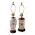 Vintage Chinoiserie Porcelain Table Lamps With Hand-Painted Floral Motifs and Wooden Bases - Pair For Sale