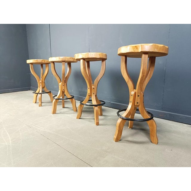 Mid-Century Brutalist Bar Stools, 1960s, Set of 4 For Sale - Image 10 of 16