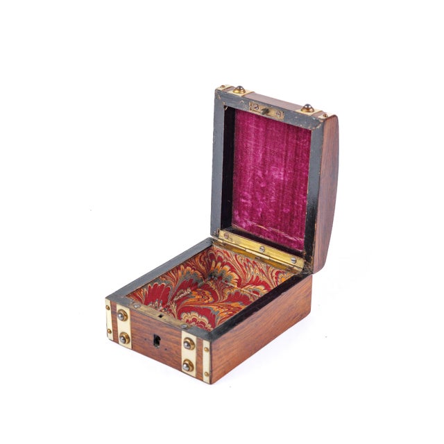 Antique Victorian Rosewood & Bone Pique Top Box, C. 1870 For Sale - Image 4 of 5