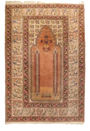 Vintage Turkish Prayer Rug- 4'x 5'6"