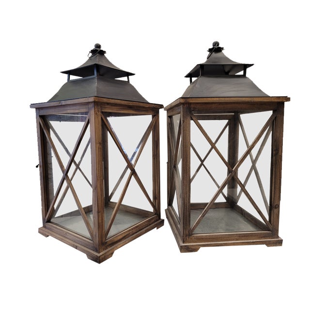 Vintage French Lanterns in Forja, Set of 2 For Sale