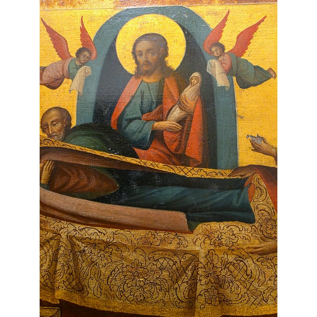 Gold Icon " the Dormition of Mary " Ca. 1870 For Sale - Image 8 of 11