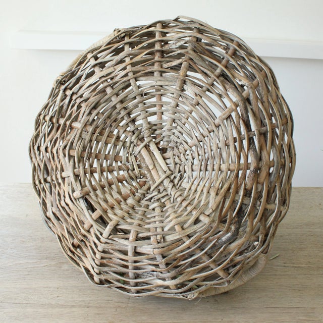 Ext Large Vintage Rattan Squatty Basket For Sale - Image 4 of 4