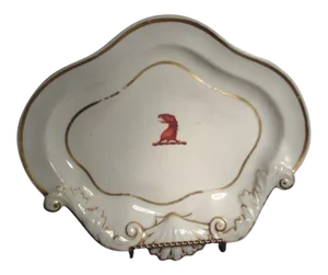 Early 19th Century English George III Chamberlains Worcester Porcelain Armorial Shell Dish