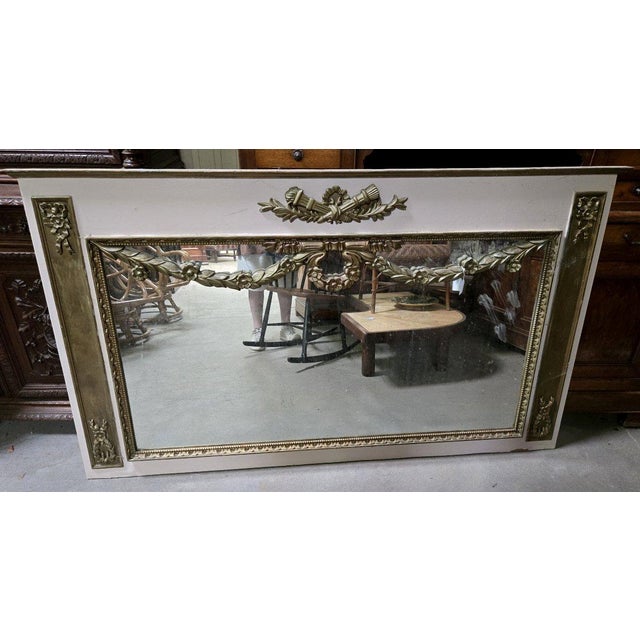 Large Louis XVI Painted Wood Panelled Trumeau For Sale - Image 3 of 8