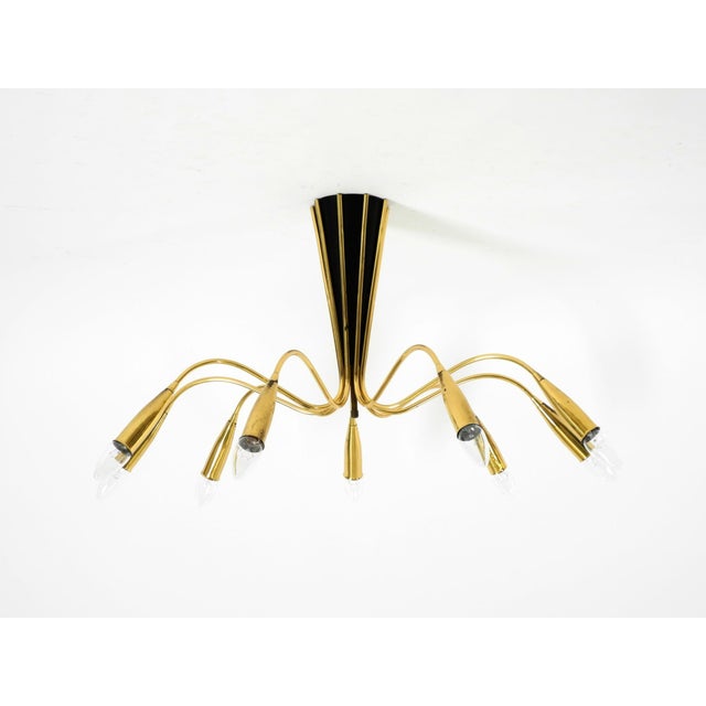 Mid-Century Modern Large Mid-Century Modern Brass 9-Arm Sputnik Chandelier, 1950s For Sale - Image 3 of 18