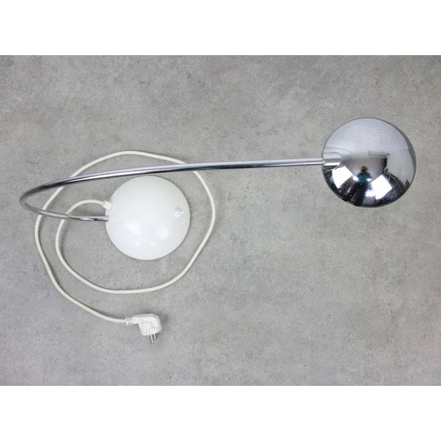 White Vintage Arc Table Lamp in Black and Chrome from Meblo, 1980s For Sale - Image 8 of 13