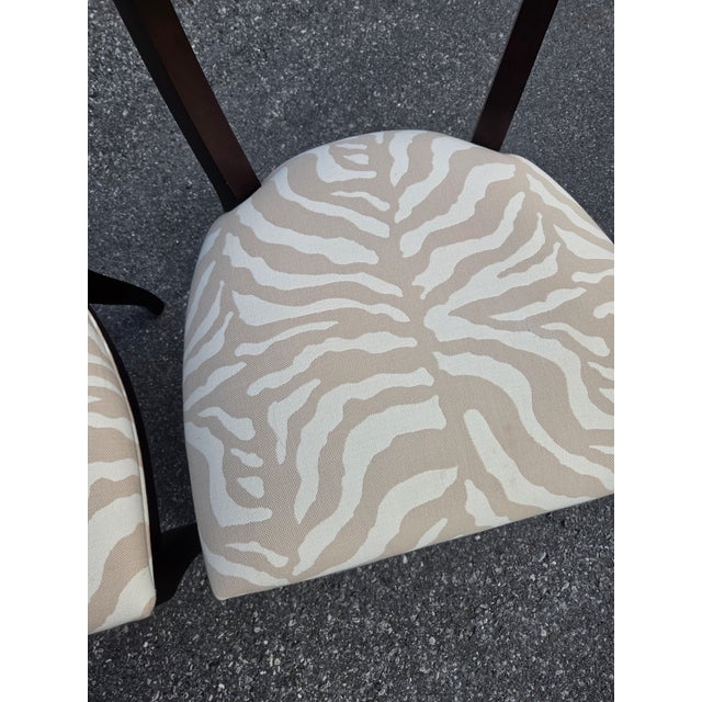 Pair Ethan Allen Hathaway Klismos Dining Side Chairs Zebra Print French Regency 1990s For Sale - Image 14 of 14