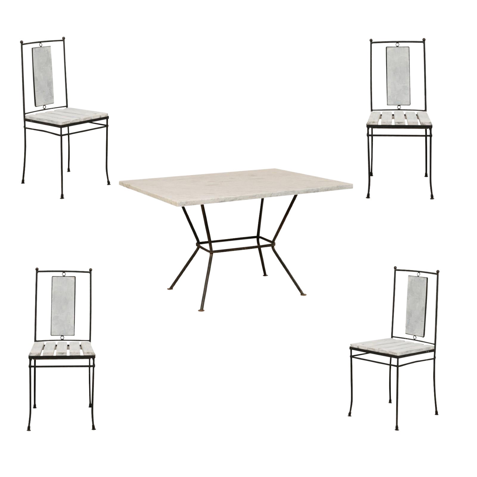 MidCentury Modern MarbleTop Patio Dining Set 5 Pieces Chairish