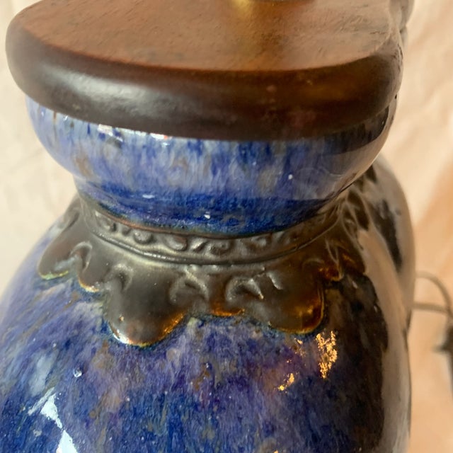 Early 19th Century Early 19th Century Chinese Oval Blue Porcelain Vase Lamp For Sale - Image 5 of 10