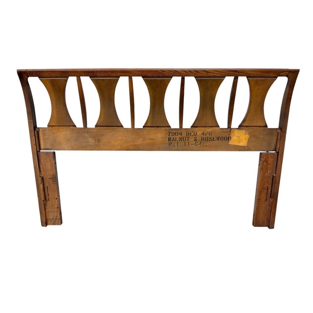 Mid-Century Modern Kent Coffey Perspecta Walnut & Rosewood Full/Queen Headboard For Sale In Philadelphia - Image 6 of 6