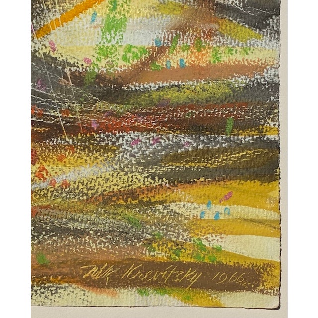 Paper Nik Krevitsky (1914–1991) Tucson Modernist "Stitchery" Textile Pioneer Rare Abstract Expressionist Painting c.1966 For Sale - Image 7 of 9