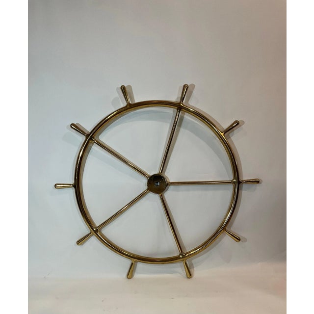 Brass Massive Solid Brass Ships Wheel For Sale - Image 8 of 12
