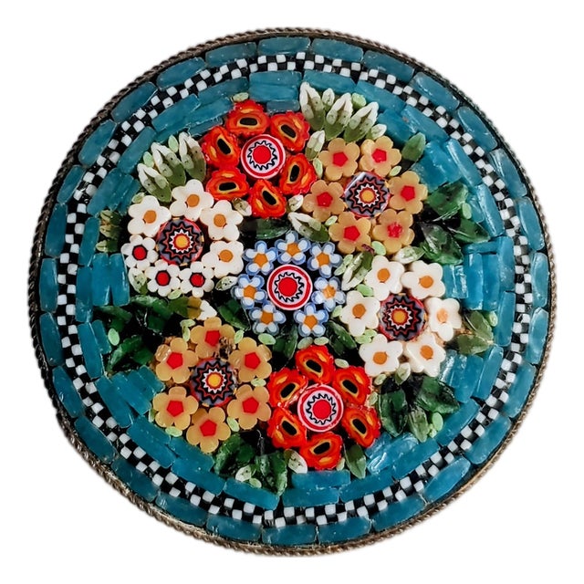 Early 20th Century Italian Floral Mosaic Brooch For Sale
