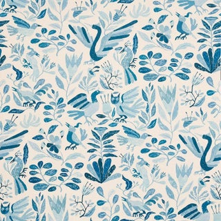 Schumacher Canopy Wallpaper in Blue Birds For Sale
