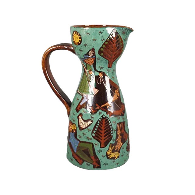 Swiss Ceramic Jug from Thun, 1940s For Sale