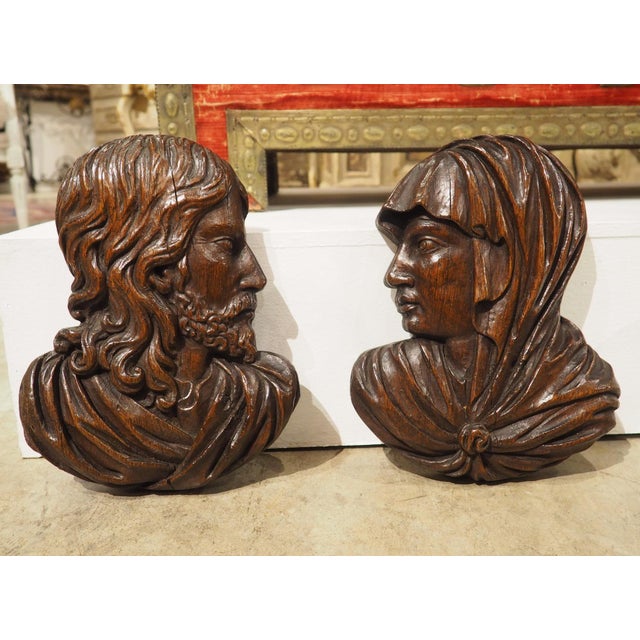 Set of 17th/18th Century French Carved Oak Renaissance Style Profile Busts For Sale - Image 17 of 18