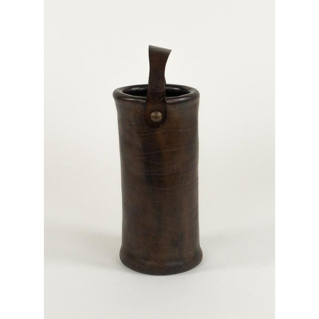 Mid-Century Umbrella Stand in Leather and Brass, Italy, 1950s For Sale - Image 13 of 15