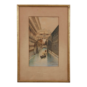 Biondetti Signed Watercolor “The Bridge of Sighs”