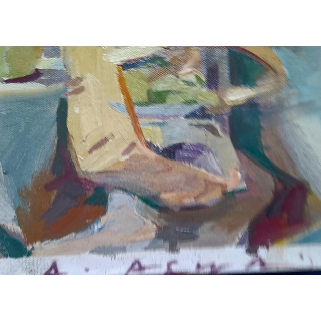 American Picnic With Sunflowers Original Still Life Oil Painting by David Beynon Pena For Sale - Image 3 of 6