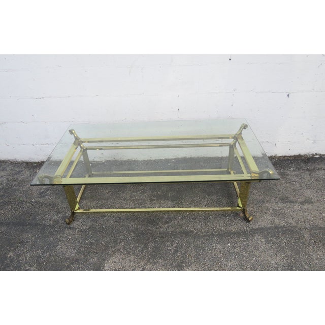 Hollywood Regency Brass Finish Rectangle Coffee Table 5763 For Sale - Image 9 of 12