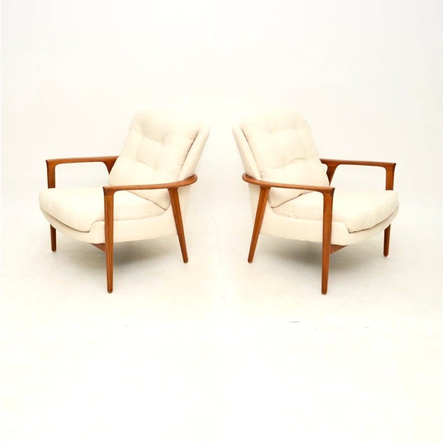 Mid-Century Modern Vintage Swedish Walnut Chairs by Inge Andersson for Bröderna Andersson, 1960, Set of 2 For Sale - Image 3 of 12