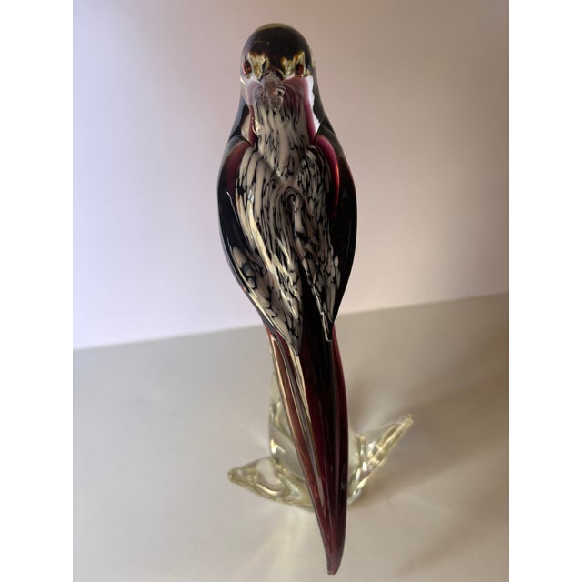 Glass Murano Vintage Hand Blown Glass Purple Bird Sculpture For Sale - Image 7 of 9