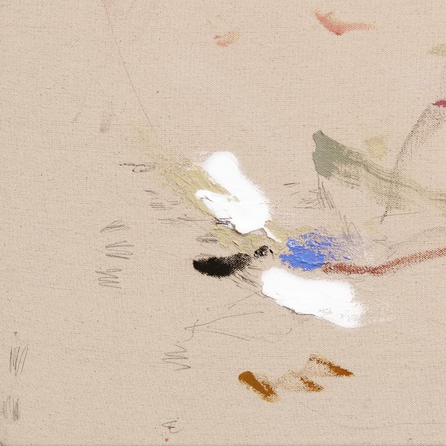 Mr. Lawrence - Minimalist Abstract Painting on Natural Canvas Original Artwork by Taylour Martin For Sale - Image 4 of 9