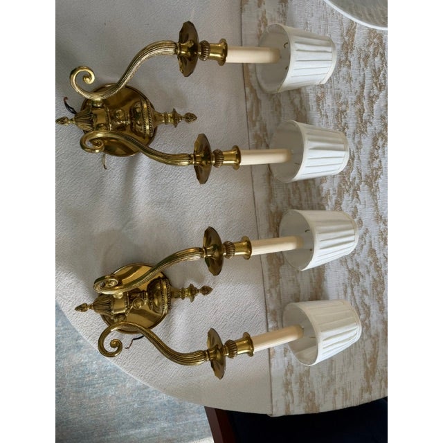 Vintage Greene's Nyc Lighting Mid-Century Solid Spanish Brass Ornate Wall Sconces - Pair For Sale - Image 14 of 14