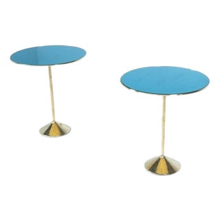 Model T2 Side Tables in Brass and Glass by Osvaldo Borsani, Italy, 1950s, Set of 2 For Sale