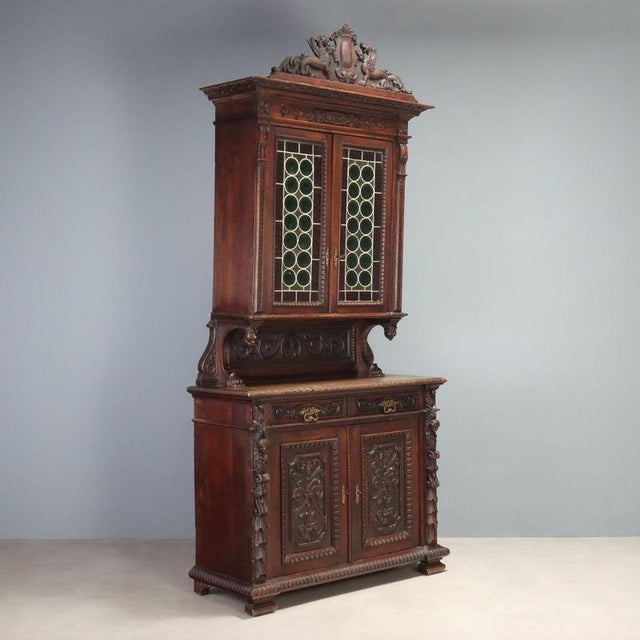 Neo-Renaissance Style Walnut Double-Body Sideboard For Sale - Image 14 of 14