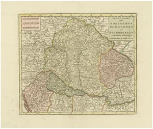 Antique Map of Hungary and Transylvania by Tirion, 1753