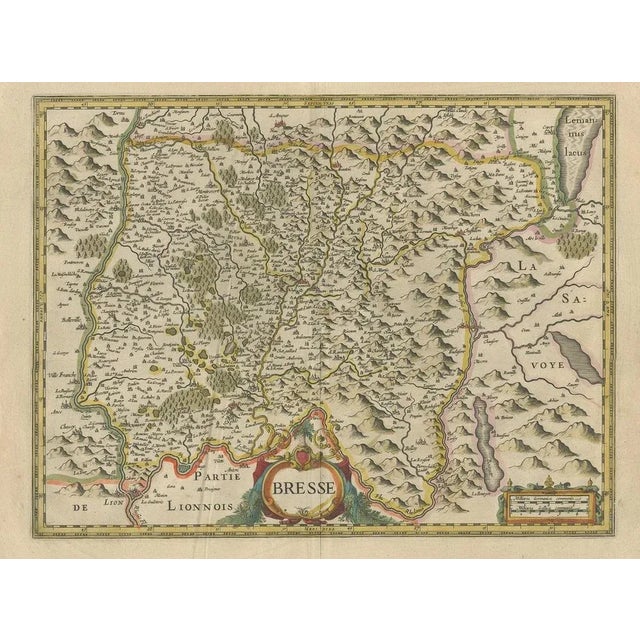 Antique map titled 'Bresse'. Old map of the former region of Bresse, France. It is located in the regions of Auvergne-...