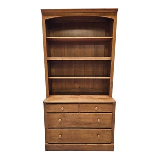 1990s Ethan Allen Country Colors Farmhouse Dresser Chest Bookshelf Maple Finish 214 For Sale