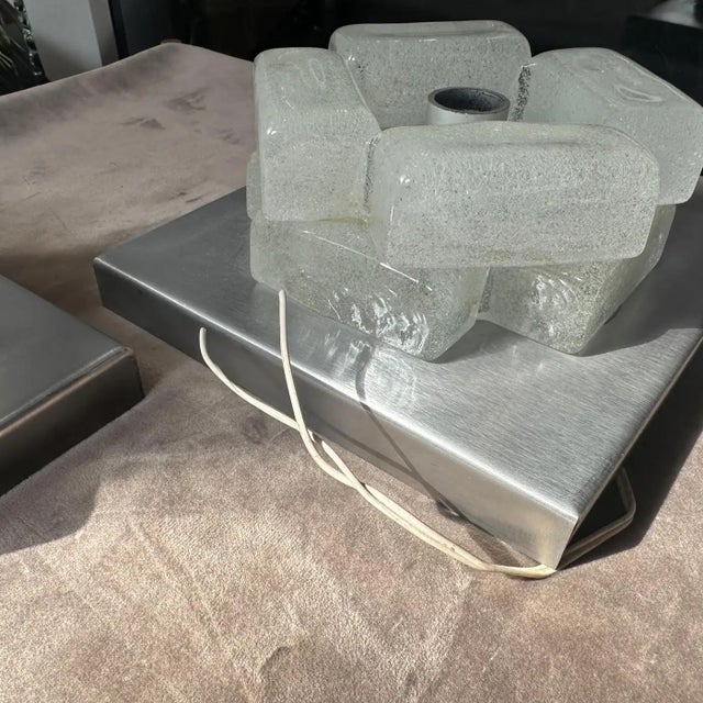 1970s Two 1970s Space Age Murano Glass Square Wall Sconces by Albano Poli for Poliarte For Sale - Image 5 of 16